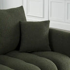 Divano Sezionale in Tessuto Teddy, 2 Pezzi 6 Posti (3+3), Beige / Nero / Verde, Fino a 6 Persone