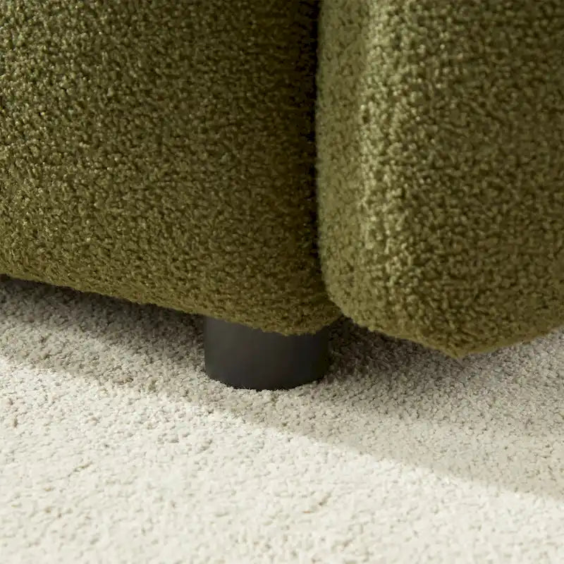 Divano Sezionale in Tessuto Teddy, 2 Pezzi 6 Posti (3+3), Beige / Nero / Verde, Fino a 6 Persone