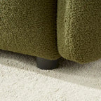 Divano Sezionale in Tessuto Teddy, 2 Pezzi 6 Posti (3+3), Beige / Nero / Verde, Fino a 6 Persone