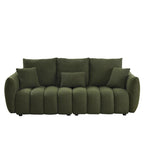 Divano Sezionale in Tessuto Teddy, 2 Pezzi 6 Posti (3+3), Beige / Nero / Verde, Fino a 6 Persone
