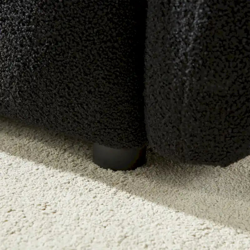 Divano Sezionale in Tessuto Teddy, 2 Pezzi 6 Posti (3+3), Beige / Nero / Verde, Fino a 6 Persone