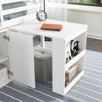 Letto a soppalco singolo grigio/bianco con scrivania, armadietti e cassetti, per 1 bambino