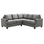 Divano componibile a L a 2 posti in microsuede trapuntato grigio