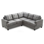 Divano componibile a L a 2 posti in microsuede trapuntato grigio