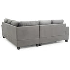 Divano componibile a L a 2 posti in microsuede trapuntato grigio