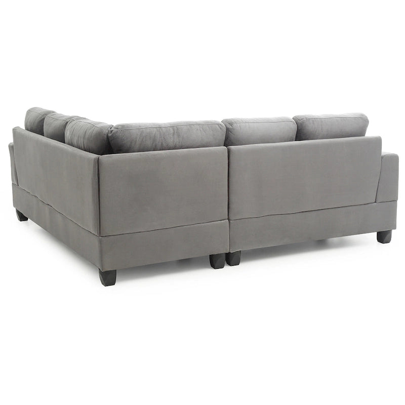 Divano componibile a L a 2 posti in microsuede trapuntato grigio