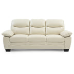 Flared Arm Faux Leather Straight Sofa - 78  - Beige