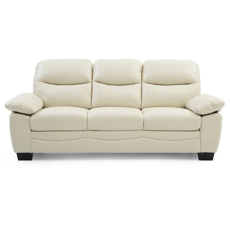 Flared Arm Faux Leather Straight Sofa - 78  - Beige