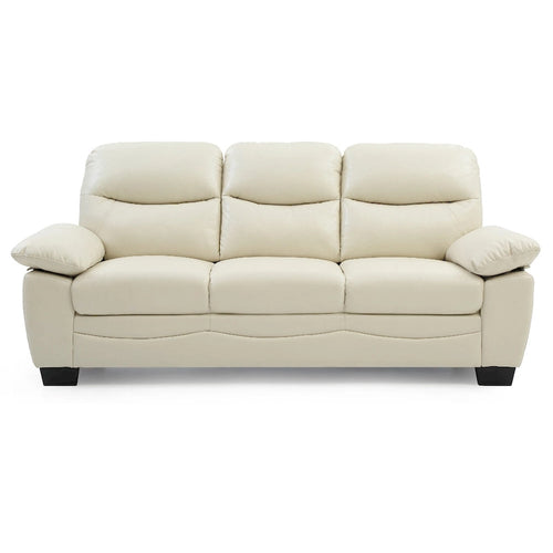 Flared Arm Faux Leather Straight Sofa - 78  - Beige