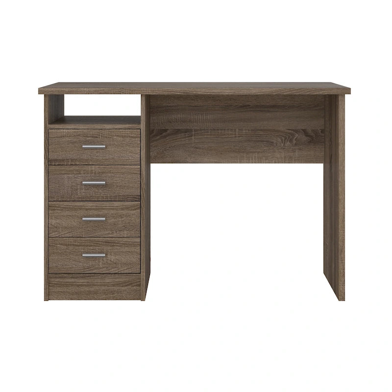 Scrivania per Ufficio a 4 Cassetti Tartufo / Cioccolato Fondente / Venatura Legno Chiaro, Singola