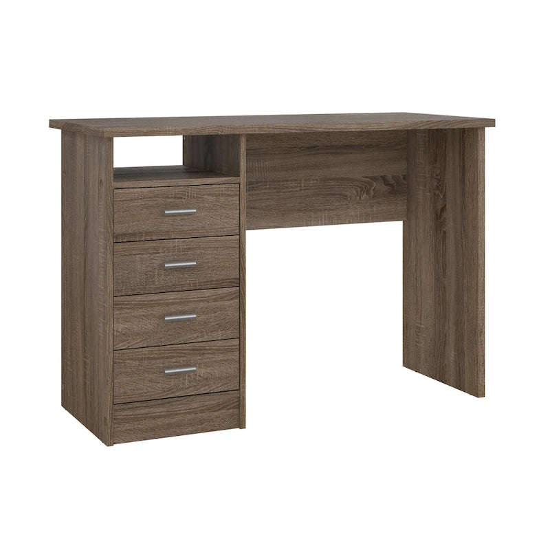 Scrivania per Ufficio a 4 Cassetti Tartufo / Cioccolato Fondente / Venatura Legno Chiaro, Singola