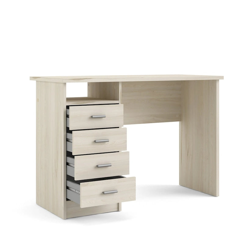 Scrivania per Ufficio a 4 Cassetti Tartufo / Cioccolato Fondente / Venatura Legno Chiaro, Singola