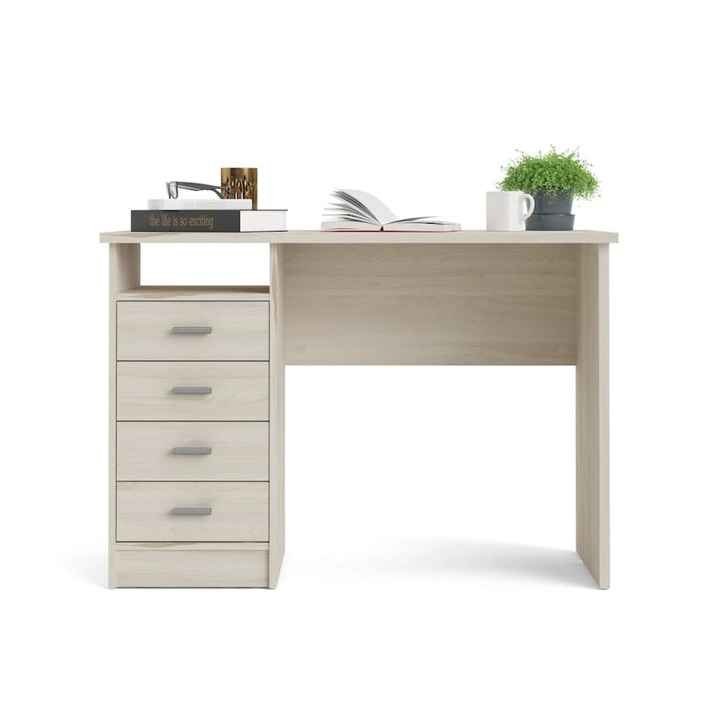 Scrivania per Ufficio a 4 Cassetti Tartufo / Cioccolato Fondente / Venatura Legno Chiaro, Singola