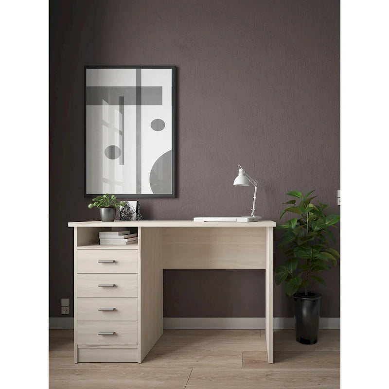 Scrivania per Ufficio a 4 Cassetti Tartufo / Cioccolato Fondente / Venatura Legno Chiaro, Singola