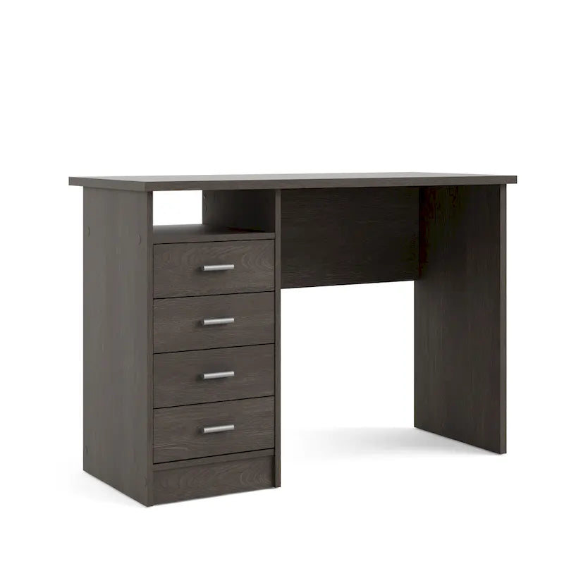 Scrivania per Ufficio a 4 Cassetti Tartufo / Cioccolato Fondente / Venatura Legno Chiaro, Singola