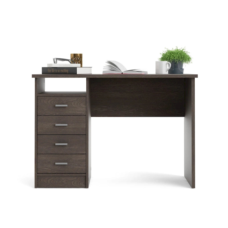 Scrivania per Ufficio a 4 Cassetti Tartufo / Cioccolato Fondente / Venatura Legno Chiaro, Singola