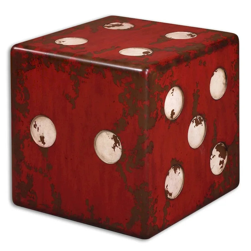 Tavolino d'appoggio cubo rosso bruciato, uso singolo