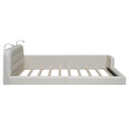 Letto matrimoniale/queen size con piattaforma bianca/nera con testiera trapuntata e 2 luci da lettura (per 2)