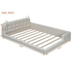 Letto matrimoniale/queen size con piattaforma bianca/nera con testiera trapuntata e 2 luci da lettura (per 2)