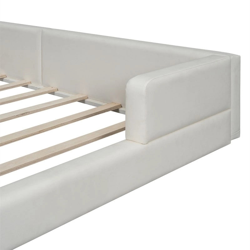 Letto matrimoniale/queen size con piattaforma bianca/nera con testiera trapuntata e 2 luci da lettura (per 2)