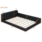 Letto matrimoniale/queen size con piattaforma bianca/nera con testiera trapuntata e 2 luci da lettura (per 2)