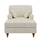 Chaise longue in velluto a coste beige con 2 cuscini, braccioli arrotolati, stile letto, per 2 persone