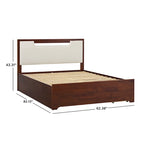 Letto a piattaforma contenitore Mid Century Modern in noce con cassetti, matrimoniale, 2 posti letto