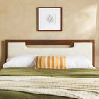 Letto a piattaforma contenitore Mid Century Modern in noce con cassetti, matrimoniale, 2 posti letto