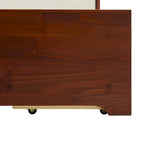 Letto a piattaforma contenitore Mid Century Modern in noce con cassetti, matrimoniale, 2 posti letto