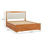 Letto a piattaforma contenitore Mid Century Modern in noce con cassetti, matrimoniale, 2 posti letto