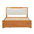 Letto a piattaforma contenitore Mid Century Modern in noce con cassetti, matrimoniale, 2 posti letto