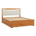 Letto a piattaforma contenitore Mid Century Modern in noce con cassetti, matrimoniale, 2 posti letto