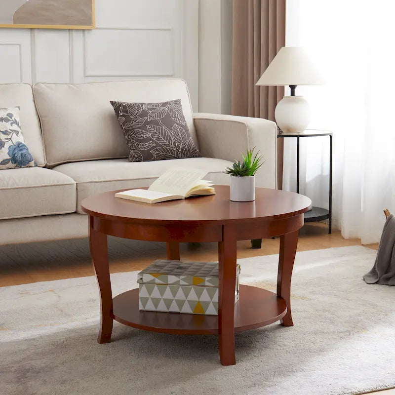 Tavolino rotondo beige/bianco con ripiano aperto, 1 persona, legno