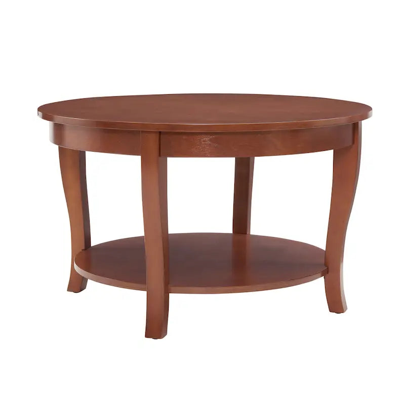 Tavolino rotondo beige/bianco con ripiano aperto, 1 persona, legno