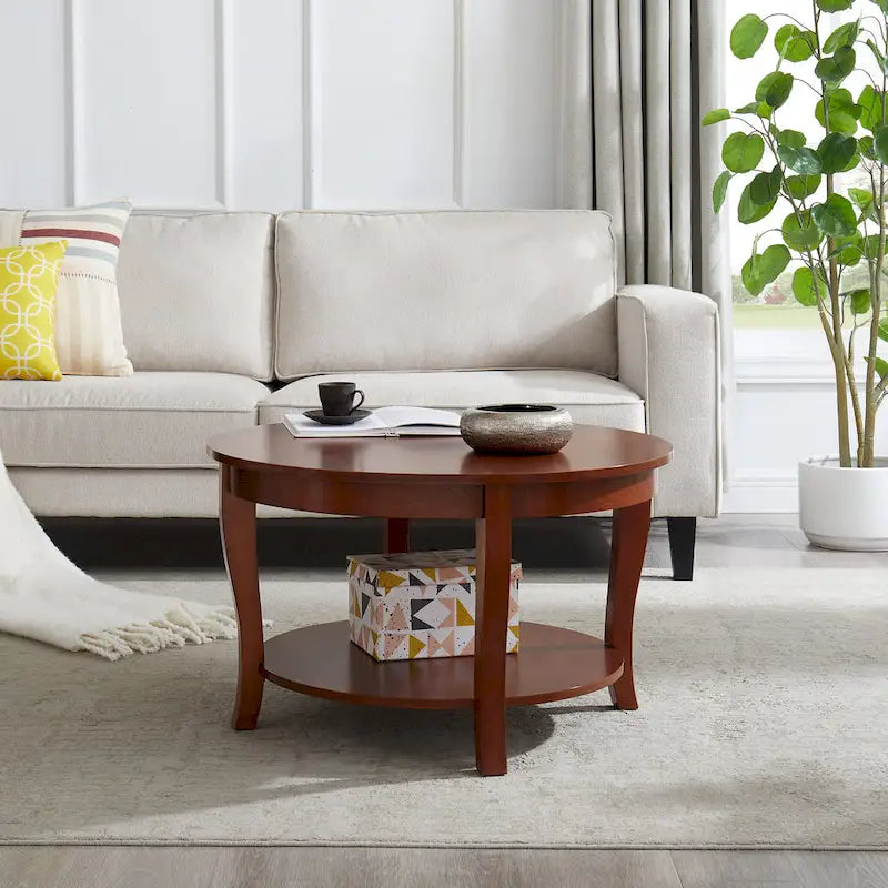 Tavolino rotondo beige/bianco con ripiano aperto, 1 persona, legno