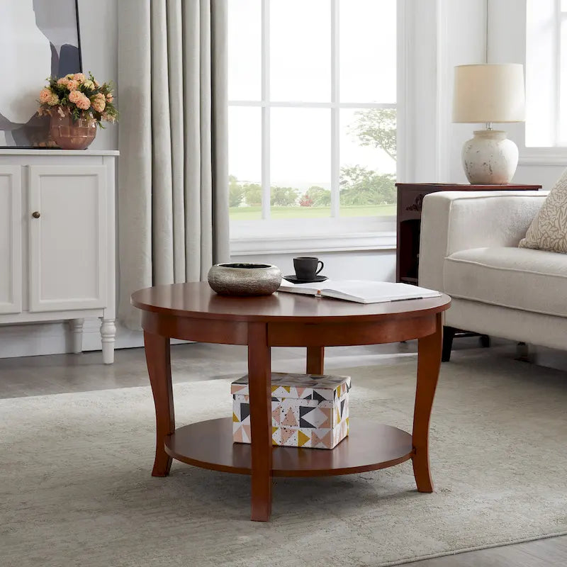 Tavolino rotondo beige/bianco con ripiano aperto, 1 persona, legno