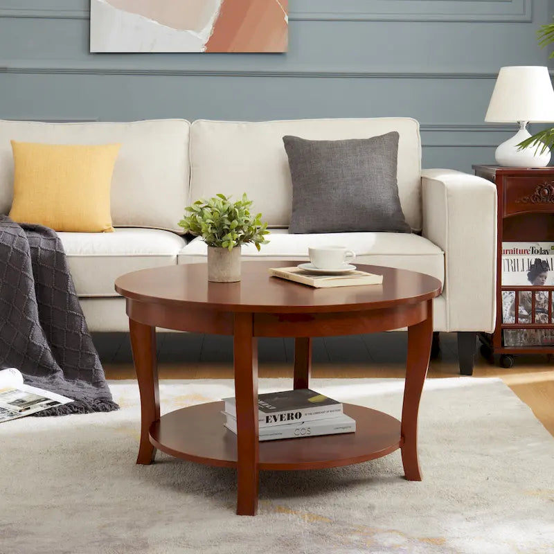 Tavolino rotondo beige/bianco con ripiano aperto, 1 persona, legno
