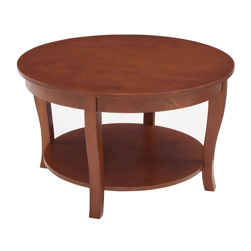 Tavolino rotondo beige/bianco con ripiano aperto, 1 persona, legno