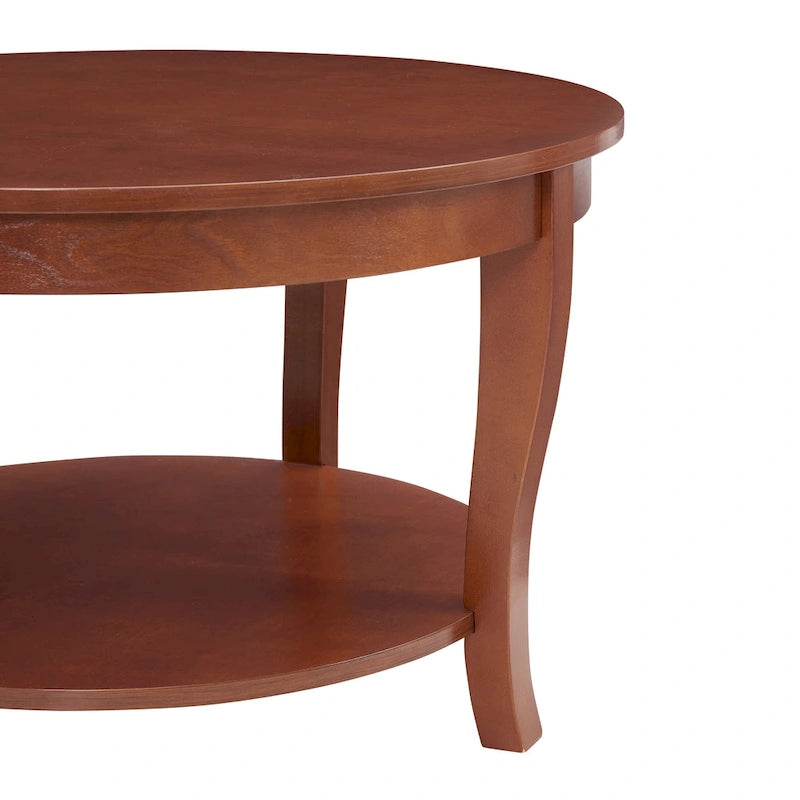 Tavolino rotondo beige/bianco con ripiano aperto, 1 persona, legno