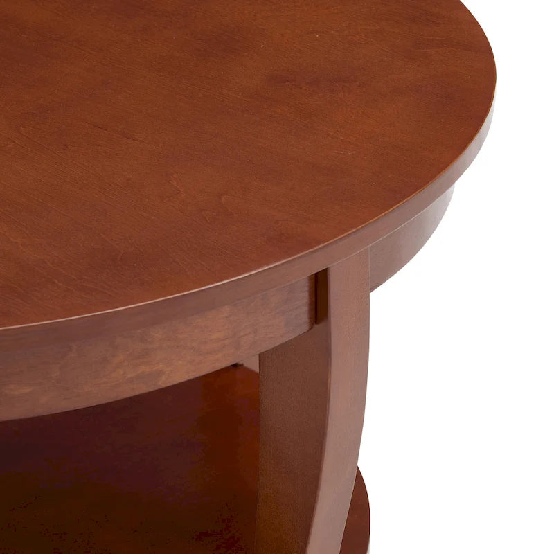 Tavolino rotondo beige/bianco con ripiano aperto, 1 persona, legno