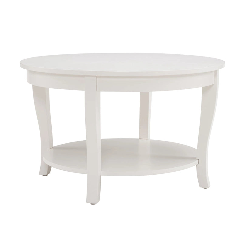 Tavolino rotondo beige/bianco con ripiano aperto, 1 persona, legno