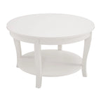 Tavolino rotondo beige/bianco con ripiano aperto, 1 persona, legno