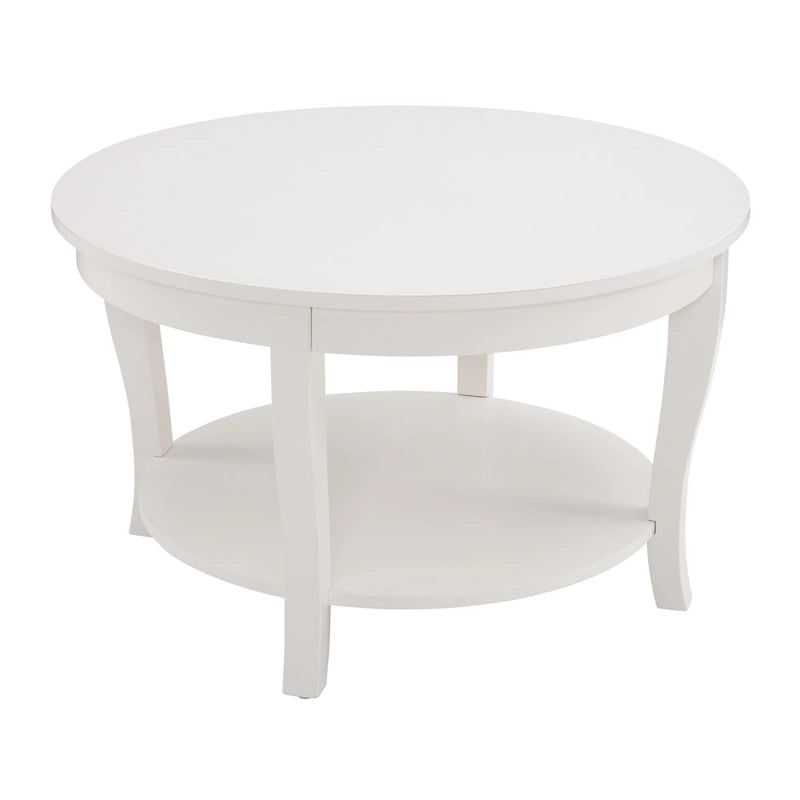 Tavolino rotondo beige/bianco con ripiano aperto, 1 persona, legno