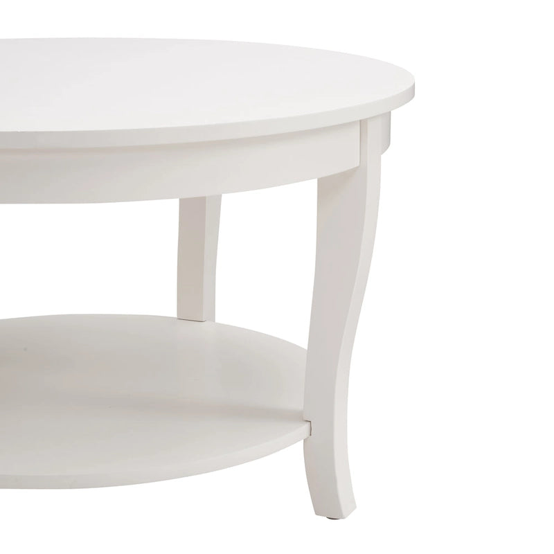 Tavolino rotondo beige/bianco con ripiano aperto, 1 persona, legno