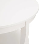 Tavolino rotondo beige/bianco con ripiano aperto, 1 persona, legno