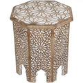 18  Walnut Brown and Brushed White Octagonal Side Table