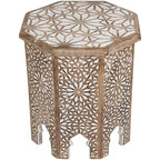 18  Walnut Brown and Brushed White Octagonal Side Table