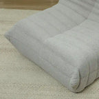 Sedia da pavimento in pile Teddy, divano pigro trapuntato per 1, marrone / grigio chiaro / bianco crema