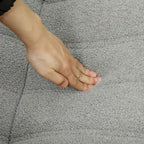 Sedia da pavimento in pile Teddy, divano pigro trapuntato per 1, marrone / grigio chiaro / bianco crema