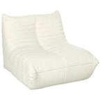 Sedia da pavimento in pile Teddy, divano pigro trapuntato per 1, marrone / grigio chiaro / bianco crema